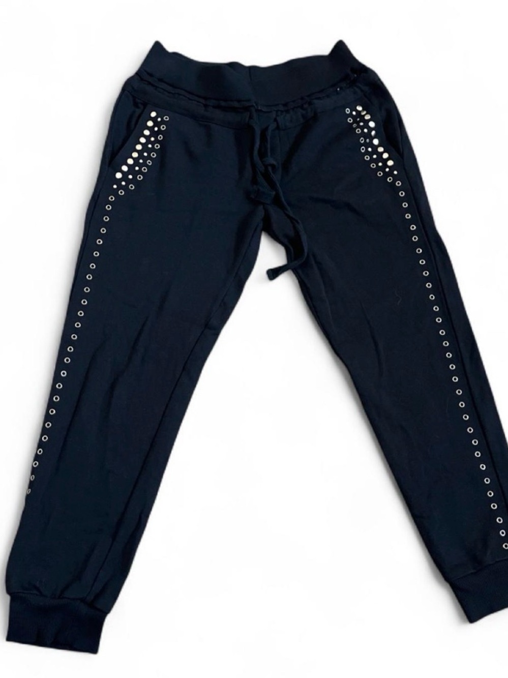 The Kooples Black Kids Joggers with Grommet Detailing